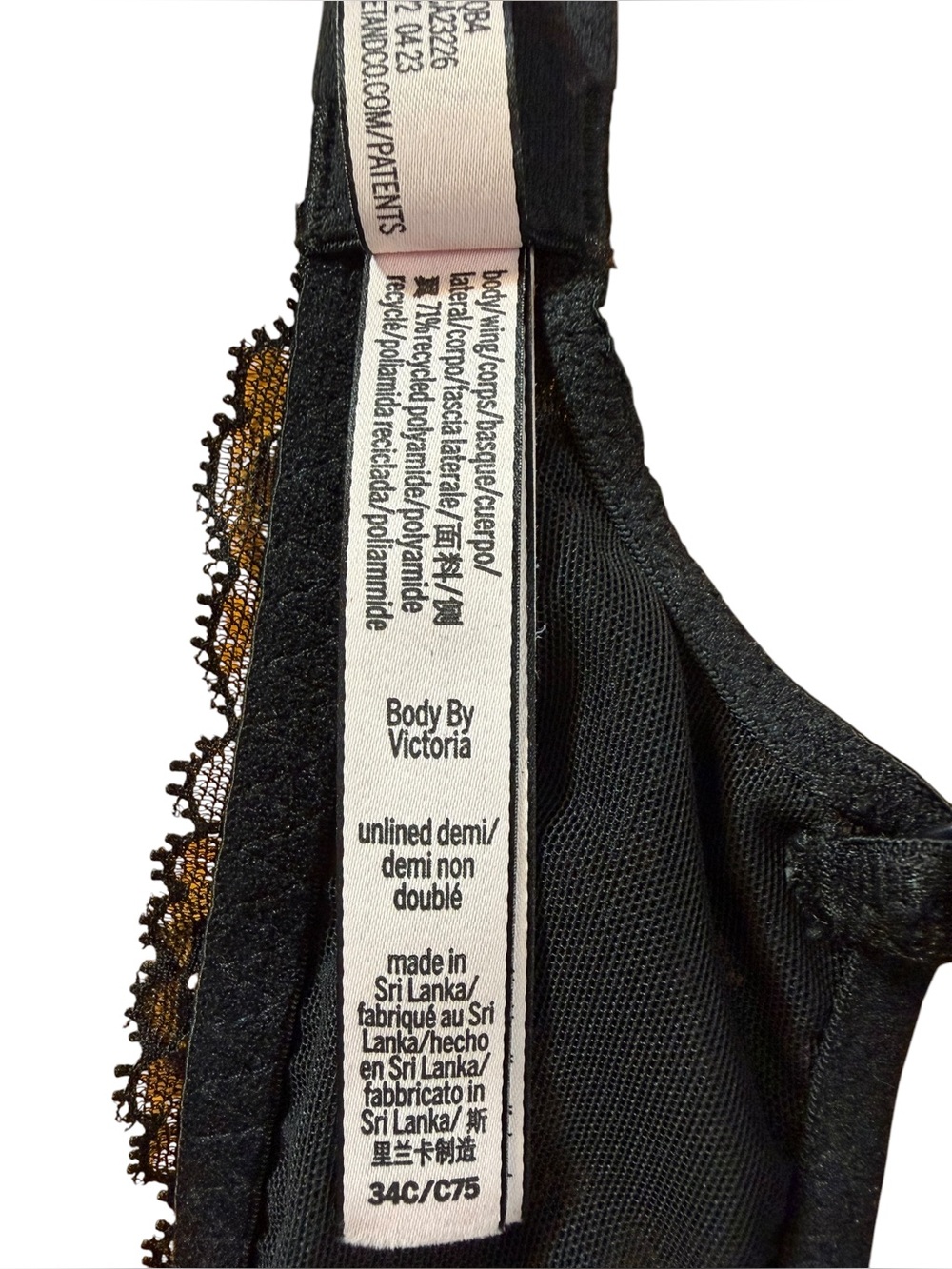 Victoria’s Secret Body By Victoria Black Lace Unlined Demi Bra 34C - Picture 6 of 8
